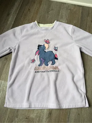 Disney VTG Eeyore Fleece Sweatshirt Adorable And That’s Enough Purple Size M thumbnail 2