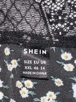 SheIn Maternity Black Lace-Trim Camisole Tank Top with White Daisy Print thumbnail 7