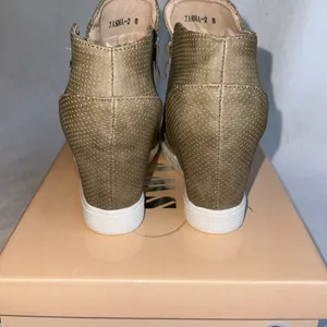 New Tan Sneaker Booties with wedge heel by AMS JANNA-2 Mid size 8 thumbnail 4
