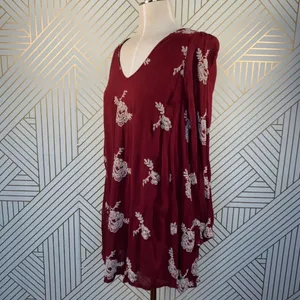 Free People Embroidered Austin‎ Mini Dress Maroon thumbnail 6