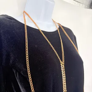 Gold Tone Rhinestone Harness Body Chain Necklace Y2K Glam Draped Festival Club thumbnail 4