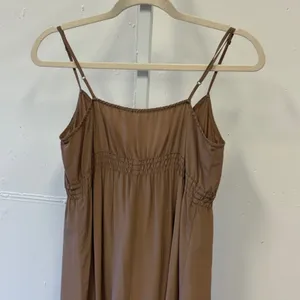 Twelfth Street by Cynthia Vincent Brown 100% Silk Smocked Slip Dress 6166 Small thumbnail 5