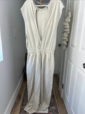 FP Movement Throw and Go Sweatsuit Onesie in Heather Oatmeal Cream XS Oversized thumbnail 6