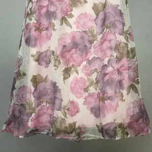 Vintage Floral Skirt Crinkle Pink Crinkle Maxi A-Line Made in USA Romantic 90s thumbnail 4