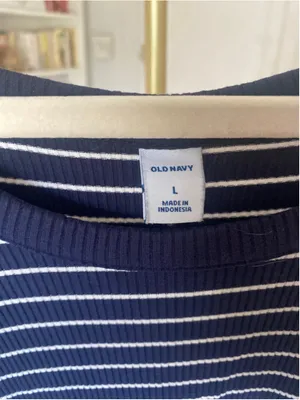 Old Navy Striped Ribbed Midi Dress Coastal Nautical Preppy Americana Classic L thumbnail 6