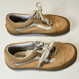 Vans Old Skool Low-Top Skate Shoes Tan Suede Size 8 thumbnail 1