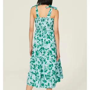 Seraphine Teal Floral Midi Maternity Nap Dress SMALL Nap Smocked Cottage $80 thumbnail 2