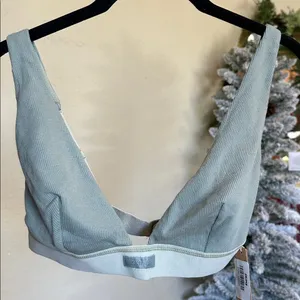 SKIMS Cotton Rib Plunge Bralette Mineral NWT‎ size XL thumbnail 1