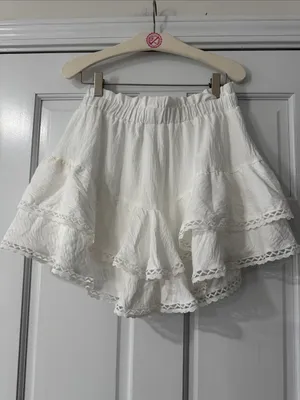 Amazon Tiered Ruffle Mini Skirt for Women Smocked Waist Aline Cute Y2K Flowy Boho Skort thumbnail 5