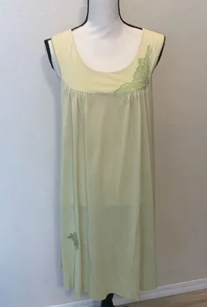 Vintage 70s Lorraine Nylon Nightgown Yellow Floral Medium Made USA thumbnail 1