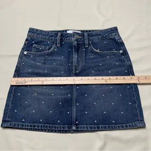 Current/Elliott Size 25 Cotton Blue Denim Studded Mini Skirt Distressed‎ thumbnail 13