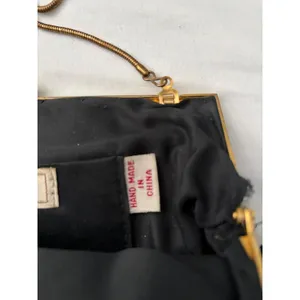 Vintage Marshall‎ Fields Black Beaded Clutch Hand Made Evening Bag Gold Chain thumbnail 13