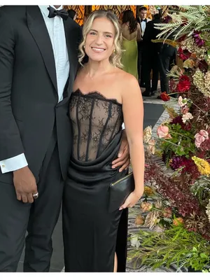 NBD Nalani Łące Corset Bustier Draped Black Maxi Gown Dress thumbnail 7