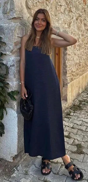 Zara strapless tube flowy navy blue summer vacation casual dress thumbnail 3