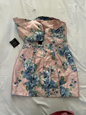 Lulus Soiree Darling Pink Floral Bow Off-the-Shoulder Mini Dress thumbnail 15