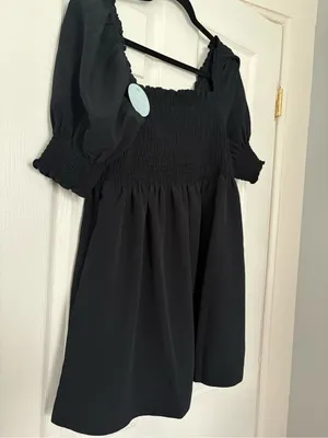 NWT Hill House Home Elizabeth Nap Dress Black Wrinkle Resistant Mini L thumbnail 3