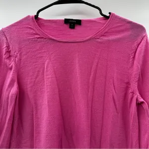 J. Crew Pink 100% Merino Wool Long Sleeve Pullover‎ Sweater Size M thumbnail 2