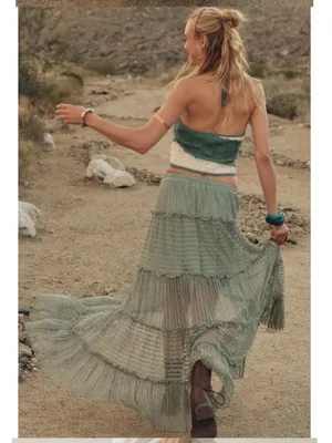 NWT Promesa Striped Lace Tiered Maxi Skirt thumbnail 2