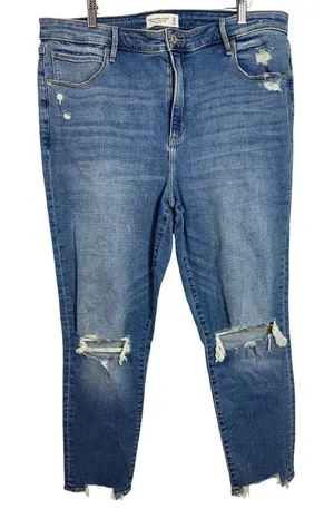 Abercrombie & Fitch Super Skinny Ankle High Rise Blue Denim Jeans Size 34 18 R thumbnail 1