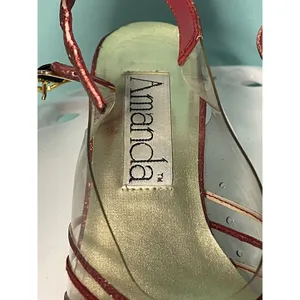 Vintage Amanda Cancun Red Glitter‎ Slingback Closed Toe Sp Occasion Heels Sz 7W thumbnail 2