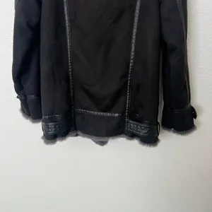 [Zara] Black Faux Fur Suede Double-Faced Oversized Moto Jacket Blogger Fave XS thumbnail 9