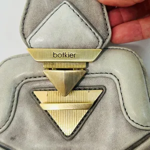 Botkier Grey Leather Looped Small Wristlet Bag RARE Origami Style thumbnail 5