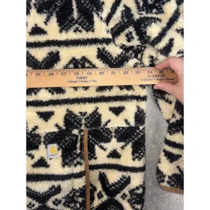 Carhartt‎ Women's Loose Fit Fleece Pullover Oat Milk/Black Fairisle Size L thumbnail 7
