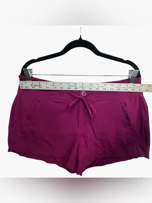 Athleta Hudson Board Shorts Women Size 10 Magenta Berry Stretch Drawstring thumbnail 5