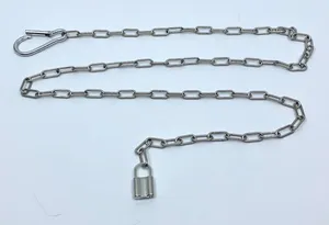 Vintage Y2K Cyberpunk Silver Padlock Chain Belt, Fits Up to 37 Inches, X7GA1226 thumbnail 1