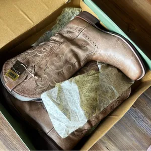 ROPER NEW Women’s Lindsey Tan Leather Square Toe Boot Size 9 #B1657A thumbnail 11