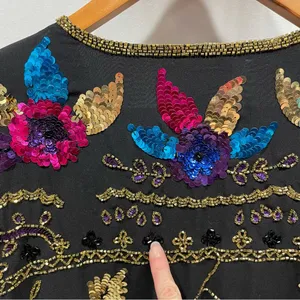 Stunning Drapers & damon’s silk beaded sequin cardigan vintage heavy thumbnail 7