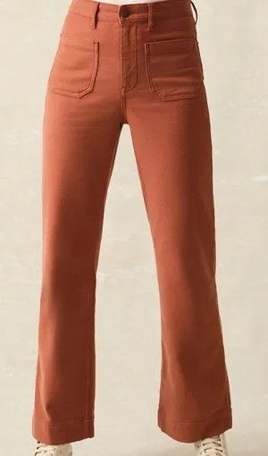 Faherty Burnt Orange Stretch Terry Patch‎ Pocket Bootcut Pants thumbnail 1