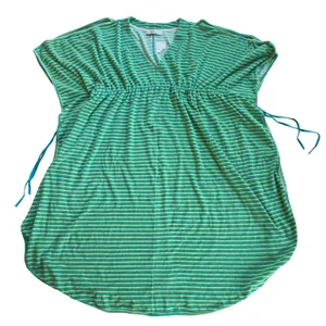 Free People NWT FP Beach Striped Terry Kaftan Maxi Dress Blue Combo Green M/L thumbnail 2