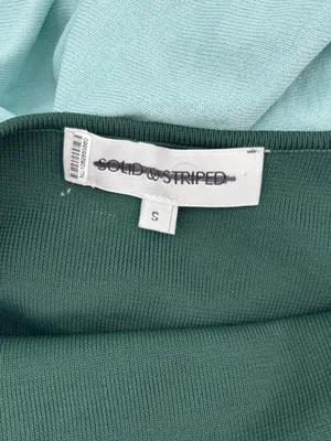 SOLID & STRIPED Soglio Halter Dress in Evergreen & Sky thumbnail 10