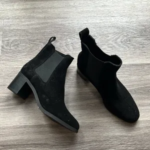 Steve Madden Black Leather Stacked Heel Ankle Boots Suede Booties Size 6B thumbnail 3