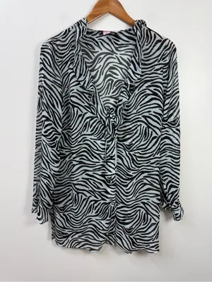 Victoria's Secret Black and White Zebra-Print Sheer Swim Cover-Up size M thumbnail 3