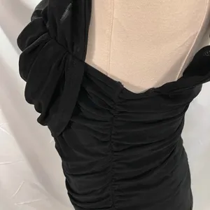 New Pretty Garden Ruched Bodycon Midi Dress Womens Large Black Sexy Cocktail‎ thumbnail 9