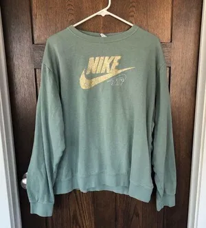 Nike Seafoam Green Glitter Logo Crewneck Women's XL thumbnail 1