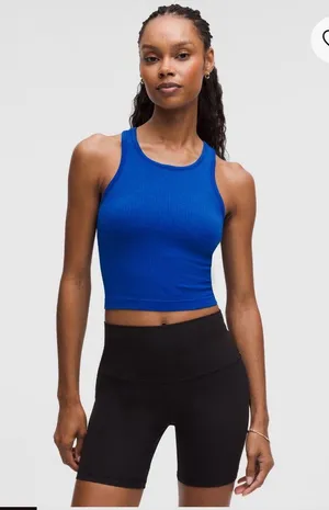 Lululemon White Ebb to Street Cropped Racerback Tank Top thumbnail 7