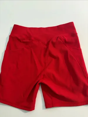 Women’s Active biker Shorts High-Waist Red v waist XL new thumbnail 2
