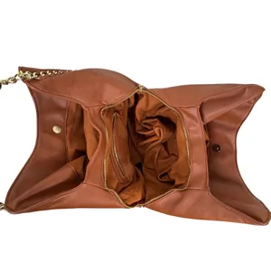 Bebe Colette Triple Entry Hobo Cognac Brown Shoulder Bag Chain Whlpstitch Slouch thumbnail 7