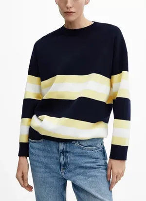 NWT Mango Striped Knit Sweater Size M thumbnail 1