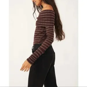 Free people brown snow bunny off the shoulder top M thumbnail 6