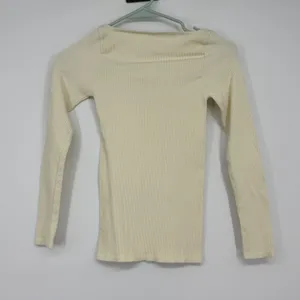 Free People Intimately Ivory Ribbed Boat Neck Long Sleeve Top‎ M/L thumbnail 1