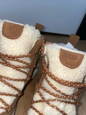 UGG Lakesider Heritage Chestnut Suede Shearling Lace-Up Ankle Boot Size 10 NWOB thumbnail 4