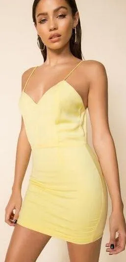 Superdown Diana Mini Dress in Light Yellow LArge thumbnail 1