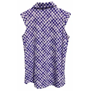 Ibkul Gingham Sleeveless Polo Lavender/White Golf Tennis Women'S‎ Size Small thumbnail 2
