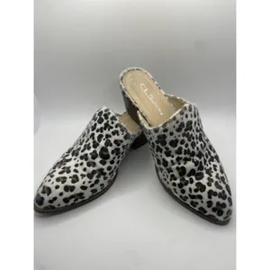 Very Volatile LA Leather Leopard Calf Hair Sling Back‎ Mules Booties Womens 71/2 thumbnail 5