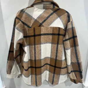 Amazon Women's Plaid Button Down Shirt - Tan and Black thumbnail 3