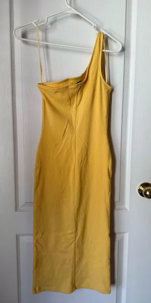 Yellow Nine West Midi One-Shoulder Dress thumbnail 2
